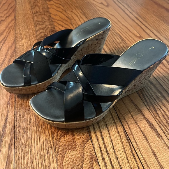 Lorenzo Chelini Cork Wedge Heeled Sandals 8.5 size - Picture 1 of 7